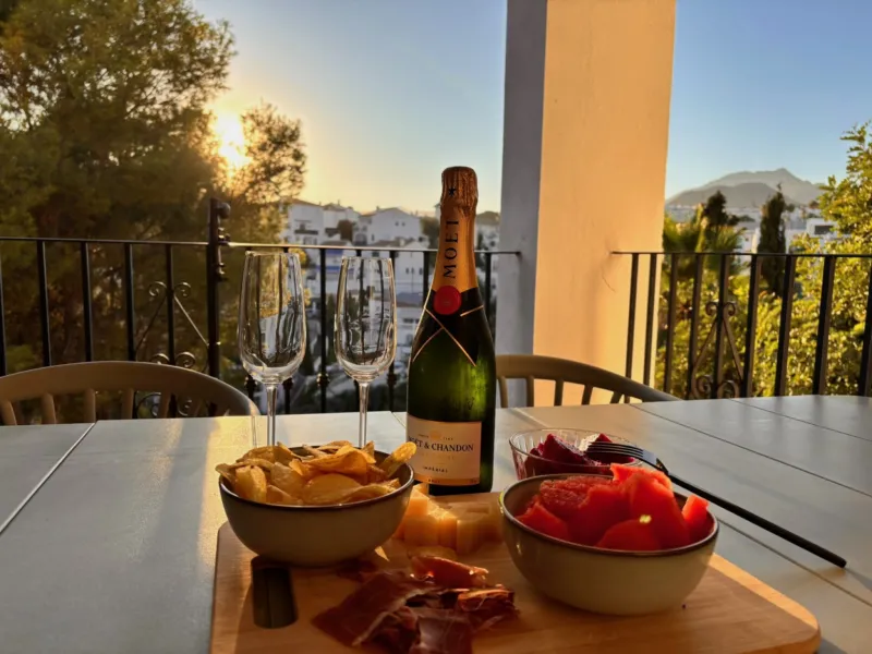 Drinks and snacks on the terrace with a view