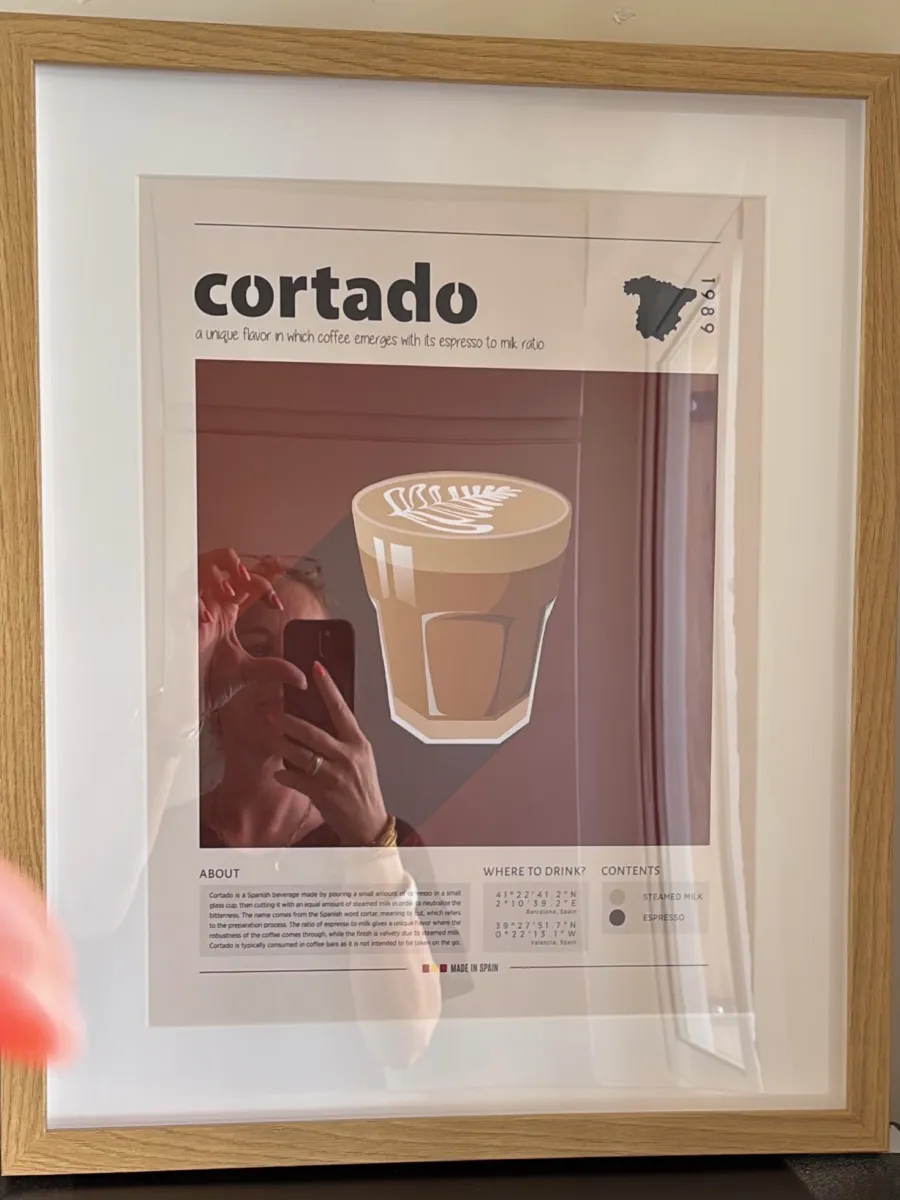 Framed cortado coffee poster