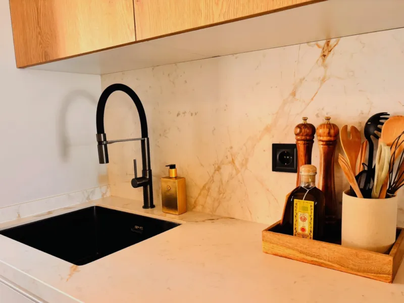 Kitchen tap and utensils