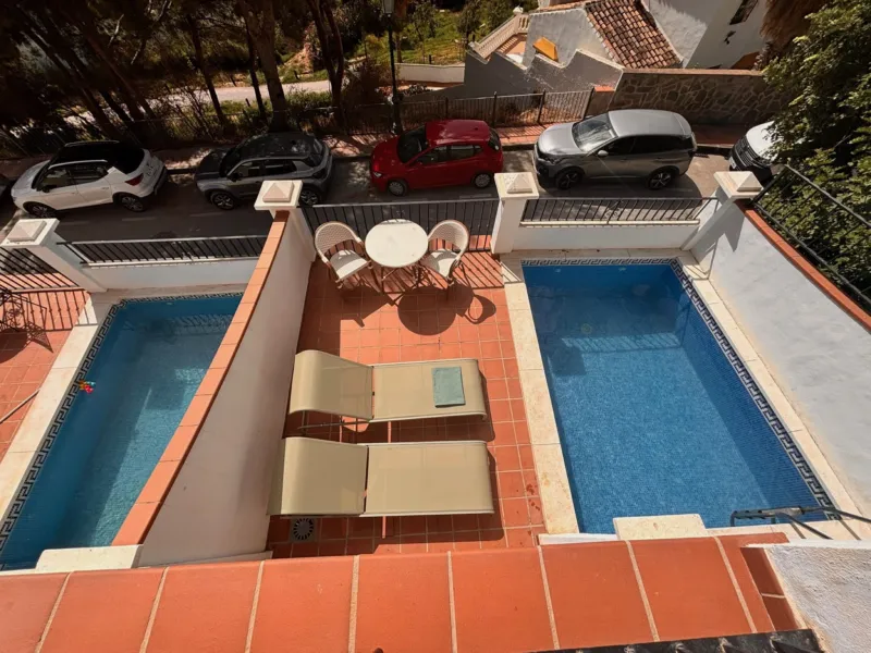 Private pool and terrace seen from above