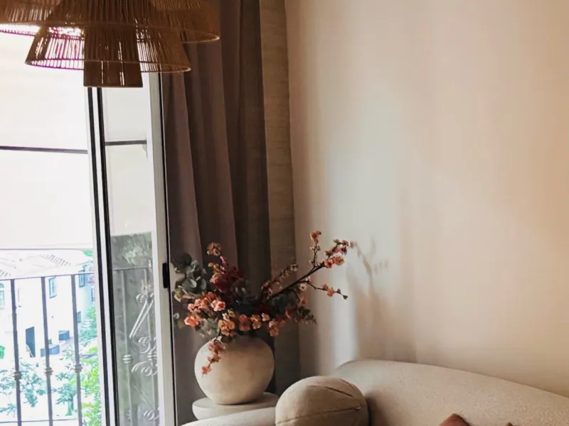 Sofa by the balcony doors
