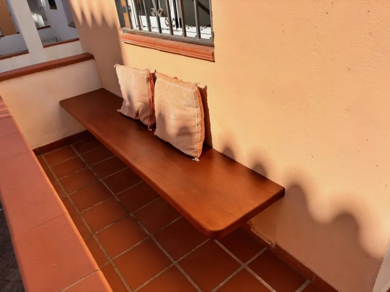 Terrace bench with cushions