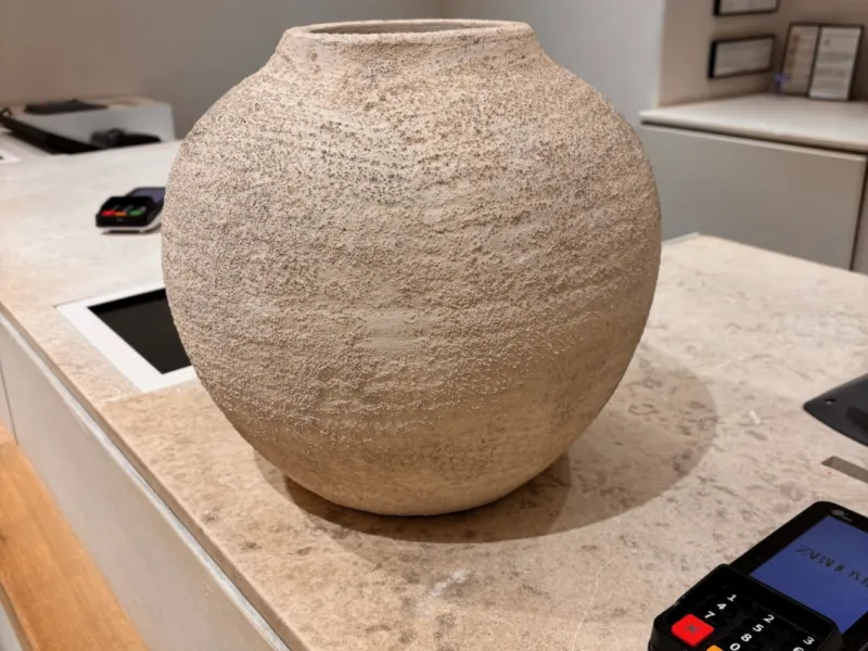 Textured stone vase