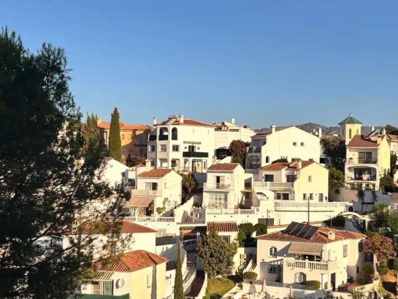 White houses of Nerja on the hillside