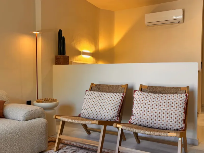 Woven chairs in the living room